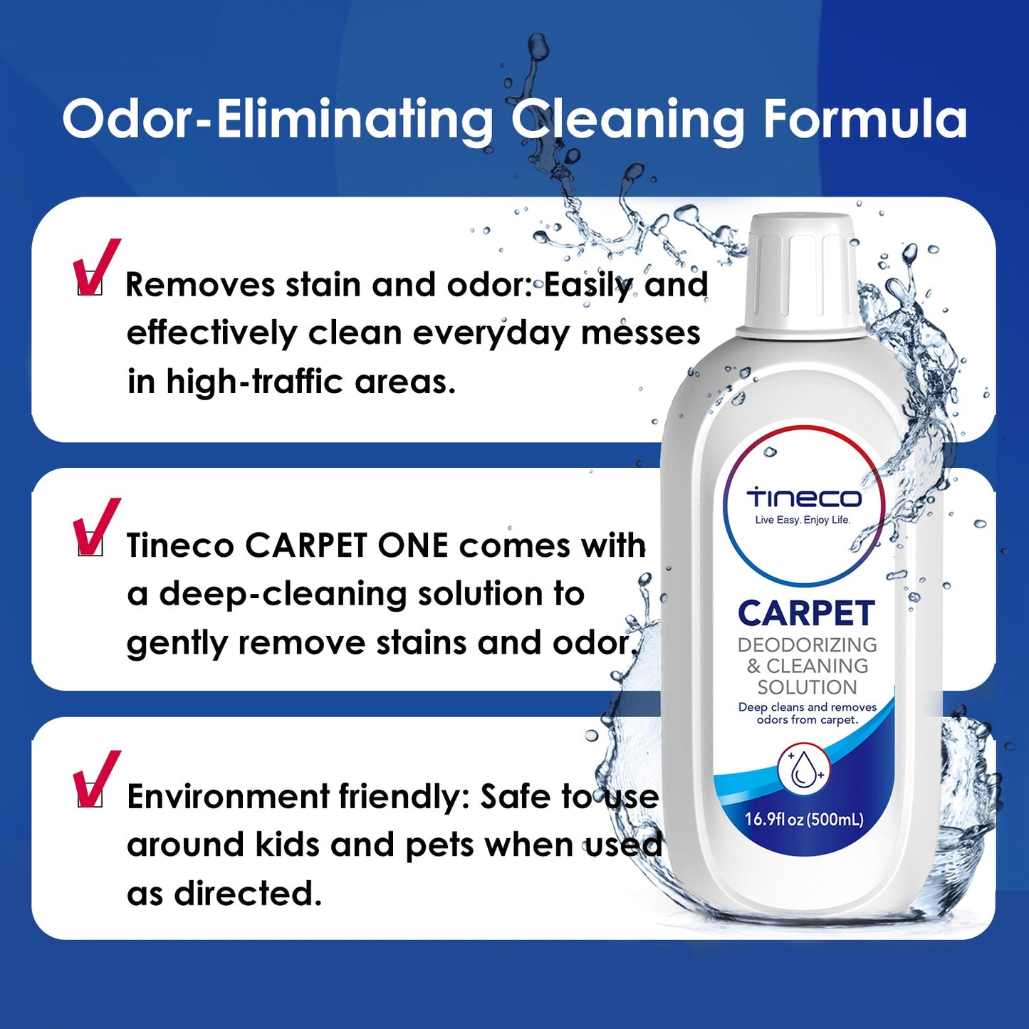 TINECO CARPET ONE SERIES DEODORIZING & CLEANING SOLUTION: 16.9 FL OZ (500ML)