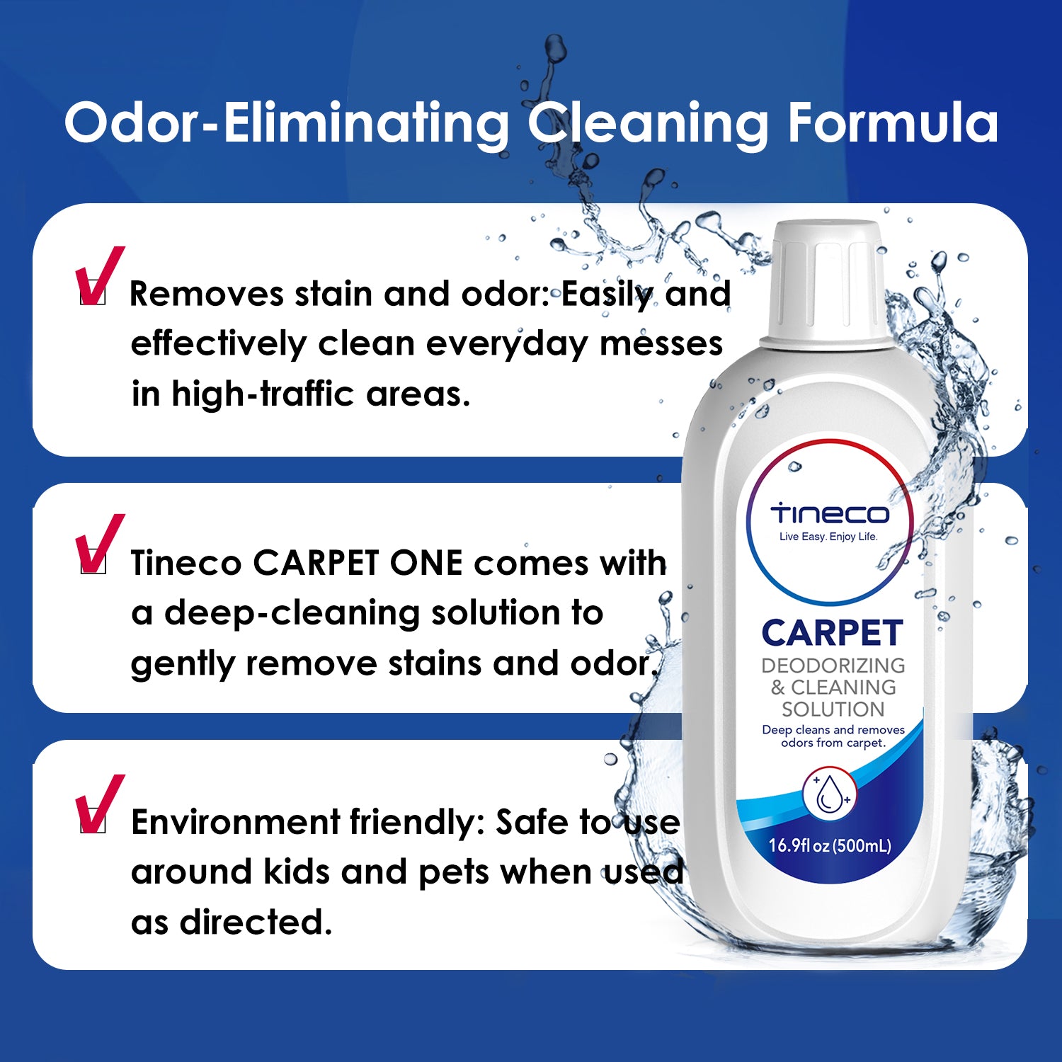 TINECO CARPET ONE SERIES DEODORIZING & CLEANING SOLUTION: 16.9 FL OZ (500ML)