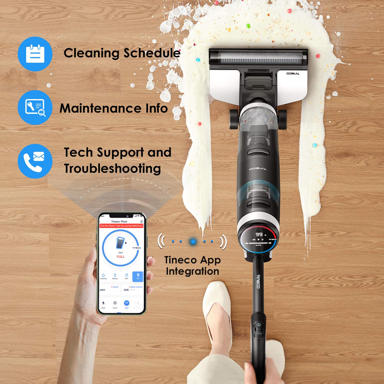 Tineco FLOOR ONE S3 Cordless, Lightweight, Smart Wet/Dry Vacuum Cleaner